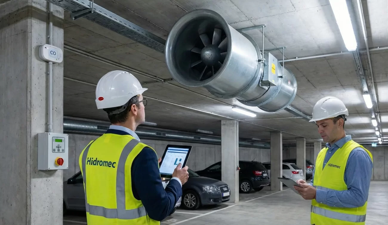 Sistema de extracción de monóxido con Jet Fan en estacionamiento subterráneo